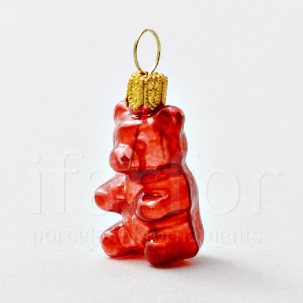 Елочная игрушка Леденцовый мишка (красный)