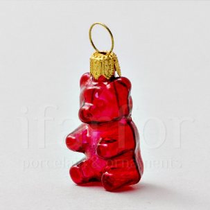 Елочная игрушка Леденцовый мишка (бордовый)