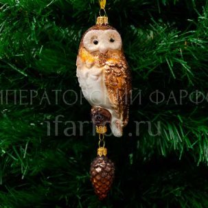 Елочная игрушка Сова с шишкой