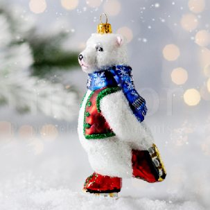 Елочная игрушка Белый медведь на коньках