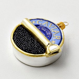 Елочная игрушка Банка черной осетровой икры