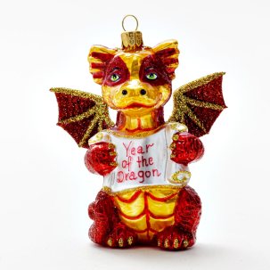 Елочная игрушка Китайский дракон красный