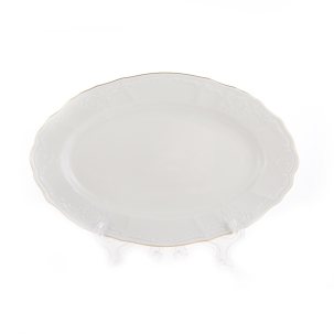 Блюдо овальное Бернадотт Белый узор Be-Ivory 260 x 105 мм.