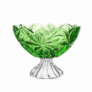 Ваза для фруктов Прозрачный с зеленым Flora 285 мм.