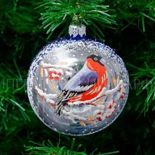 Елочная игрушка Шар Снегирь