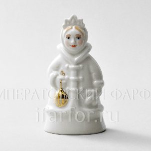 Скульптура Снегурочка с шариком Снегурочка с шариком белая с золотом 55 x 45 x 105 мм.