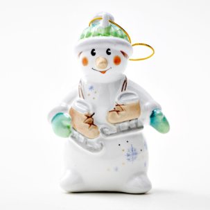 Елочная игрушка Снеговик с коньками