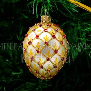 Елочная игрушка Яйцо Фаберже Сетка золото