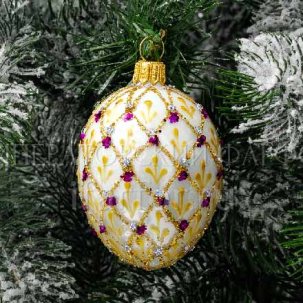 Елочная игрушка Яйцо Фаберже Молочный рубин