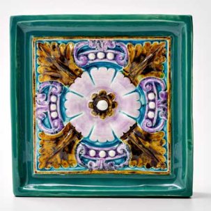 Изразец Розетка 3 бирюзовый