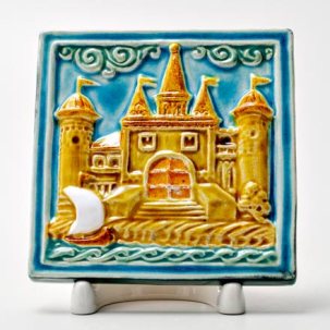Изразец малый Замок 3 бирюзовый