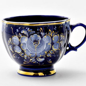 Чашка чайная Гжель краски золото Лиза