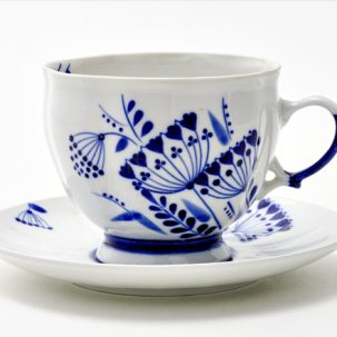 Чашка с блюдцем чайная Гжель тысячелистник 2 Лиза