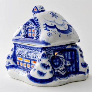 Подсвечник Гжель Зимовье