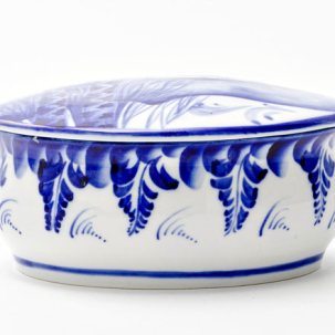 Шкатулка овальная Гжель