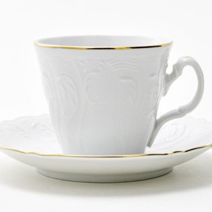 Чашка с блюдцем чайная Бернадотт Белый узор 1/2 Бернадотт ведерка