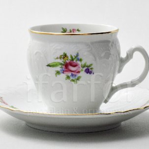 Чашка с блюдцем чайная Бернадотт Мейсенский букет 1/2 Бернадотт бочка