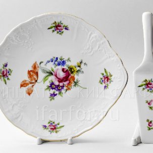 Блюдо для торта Бернадотт Мейсенский букет Бернадотт