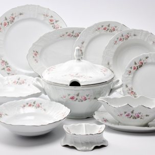 Сервиз столовый Бернадотт Серая роза платина 6/27 Бернадотт