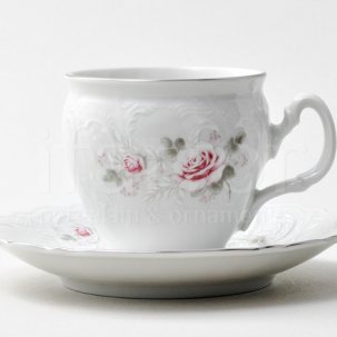 Чашка с блюдцем чайная Бернадотт Серая роза платина 1/2 Бернадотт бочка