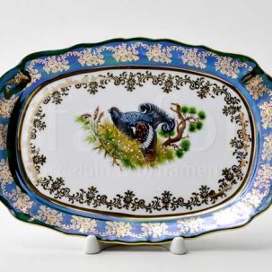 Блюдо прямоугольное Охота Зеленая Корона