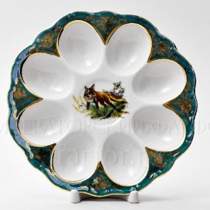 Поднос для яиц Охота Зеленая 3 Корона Круглый лоток на 8 яиц