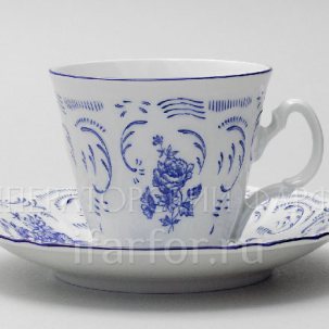 Чашка с блюдцем чайная Бернадотт Синие розы 1/2 Бернадотт ведерка