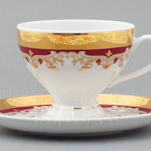 Чашка с блюдцем чайная Красная лилия 1/2 Кристина