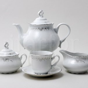 Сервиз чайный Серый орнамент отводка платина 6/17 Констанция