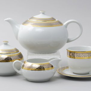 Сервиз чайный Широкий кант платина золото 6/17 Опал