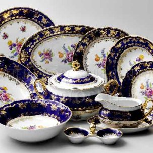 Сервиз столовый Констанция Полевой цветок Кобальт 6/27 Констанция