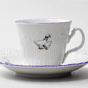 Чашка с блюдцем чайная Бернадотт Гуси 1/2 Бернадотт ведерка