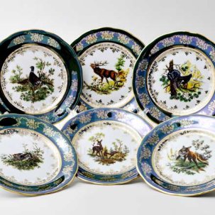 Набор тарелок десертный Охота Зеленая 6/6 Корона