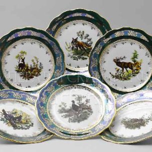 Набор тарелок столовый Охота Зеленая 6/6 Корона