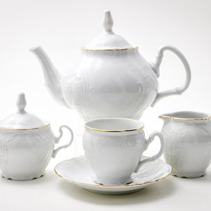 Сервиз чайный Бернадотт Белый узор 6/17 Бернадотт бочка