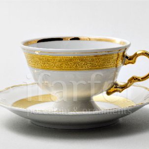 Чашка с блюдцем кофейная Золотая лента 1/2 Мария Луиза