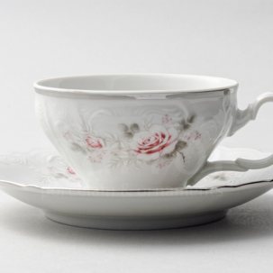 Чашка с блюдцем чайная Бернадотт Серая роза платина 1/2 Бернадотт