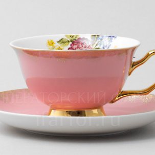Чашка с блюдцем чайная Ассорти Розовый Royal Classics 220 мл.