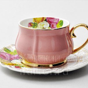 Чашка с блюдцем чайная Тюльпан Розовый 1/2 Тюльпан Royal Classics