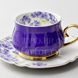 Чашка с блюдцем чайная Тюльпан Фиолетовый 1/2 Royal Classics