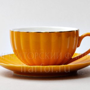 Чашка с блюдцем чайная Классическая Оранжевый 1/2 Royal Classics 220 мл.