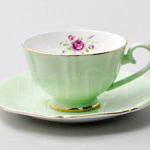 Чашка с блюдцем чайная Времена года. Салатовый 1/2 Queens crown