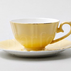 Чашка с блюдцем чайная Времена года. Желтый 1/2 Queens crown
