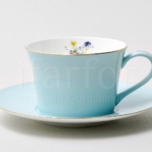 Чашка с блюдцем чайная Времена года. Голубой 1/2 Мозамбик