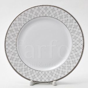 Тарелка мелкая Серая сетка Платина