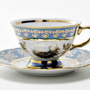 Чашка с блюдцем чайная Охота зеленая. Заяц 1/2 Мария-Тереза