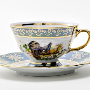 Чашка с блюдцем чайная Охота зеленая. Глухарь 1/2 Мария-Тереза