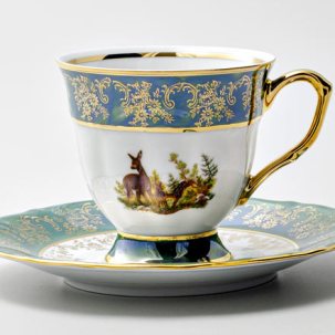 Чашка с блюдцем кофейная Охота Зеленая 3 1/2 Мария-Тереза