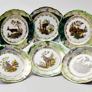 Набор тарелок столовый Охота Зеленая 6/6 Мария-Тереза