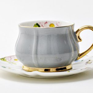 Чашка с блюдцем чайная Времена года. Серо-голубой 1/2 Тюльпан Royal Classics